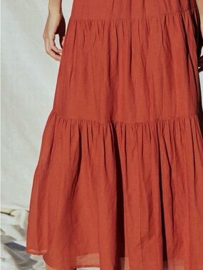 Anthropologie Tiered Maxi Skirt in Rust Orange
